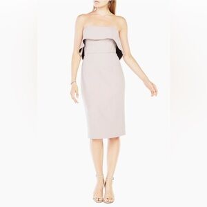BCBGMAXAZRIA Montana Strapless Ruffled Dress – Tea Rose Combo (Size 8)